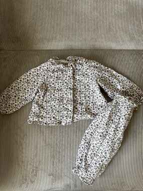 Zara Baby Floral Set - Cream and Gray